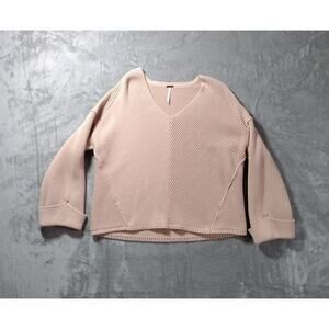 Free People La Brea Women's XS Oversized Pink Sweater 100% Cotton Girlhood Cozy